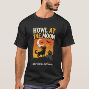 Hund Halloween Mond Heulen T-Shirt