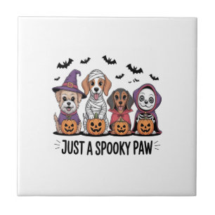 Hund Halloween Nur eine gruselige Pfote 2 Fliese