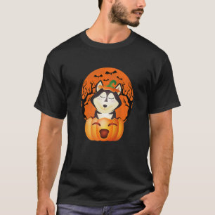 Hund Halloween Siberische Husky Kürbislaterne Pump T-Shirt