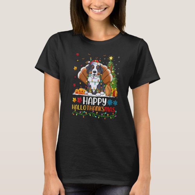 Hund Happy Bernese Mountain Hund Hellothanksmas T-Shirt (Vorderseite)