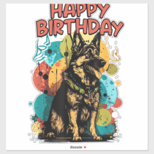 Hund Happy Birthday Party Shep Clot Aufkleber