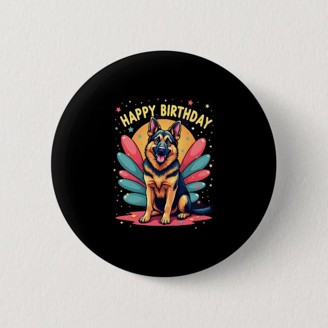 Hund Happy Birthday Party Shep Clot Button (Vorderseite)