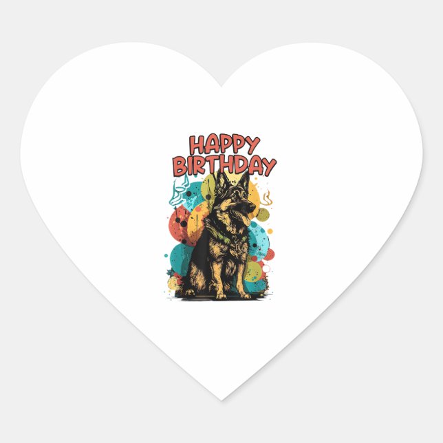 Hund Happy Birthday Party Shep Clot Herz-Aufkleber (Vorderseite)
