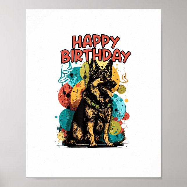 Hund Happy Birthday Party Shep Clot Poster (Vorne)