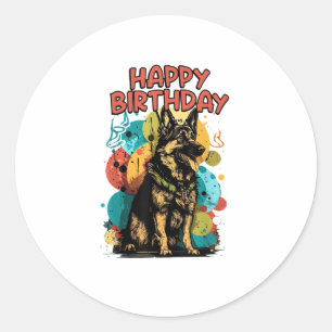 Hund Happy Birthday Party Shep Clot Runder Aufkleber