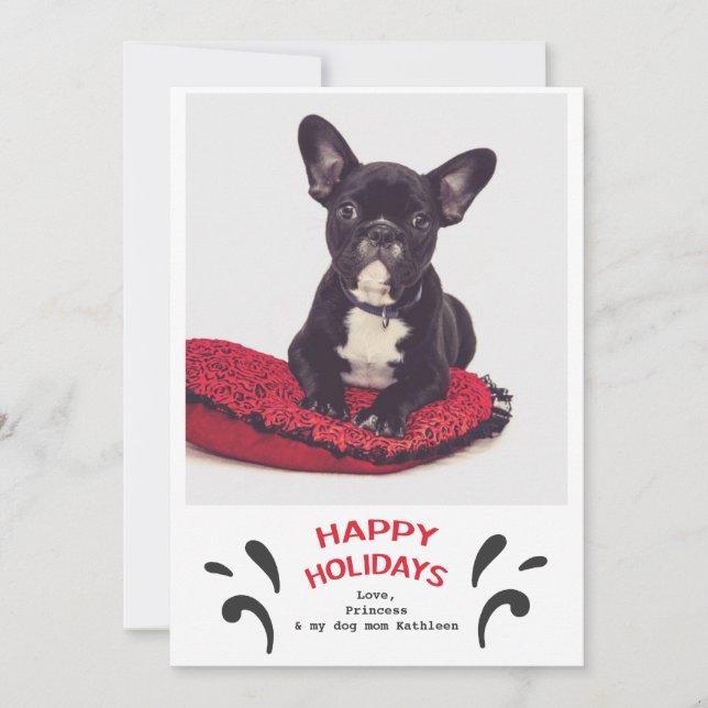 Hund Happy Holidays Foto Gruß Karte (Vorderseite)