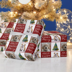 Hund Haustier 2 Fotos Weihnachtsbaum Wasserfarbe Geschenkpapier