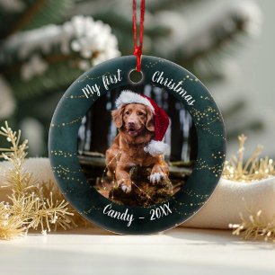 Hund Haustier Erstes Weihnachtsfest Foto Rusti Fai Keramik Ornament
