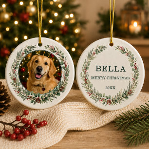 Hund Haustier Weihnachten Personalisiertes Foto Keramik Ornament