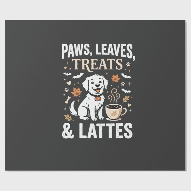 Hund Herbst Latte Halloween Geschenkpapier (Flach)
