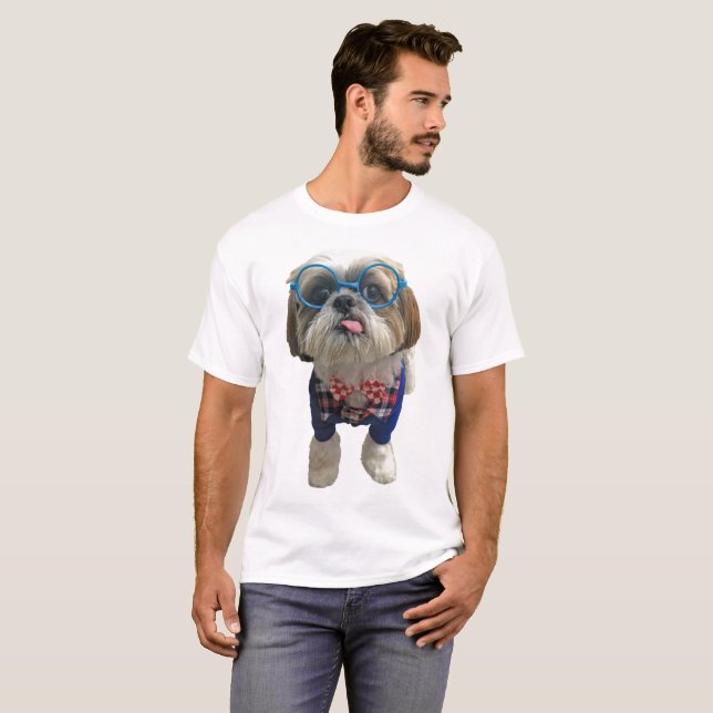 Hund HipsterShih Tzu T-Shirt (Vorne ganz)