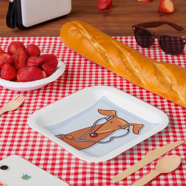 Hund Hört auf Musik Funny Kopfhörer Pup Pappteller (Von Creator hochgeladen)