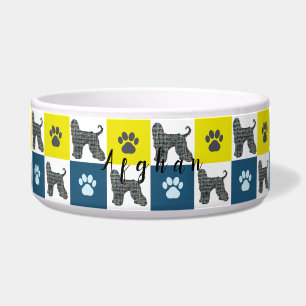 Hund-Hund aus Afghanistan und Paw Gelb & Blau Grid Napf