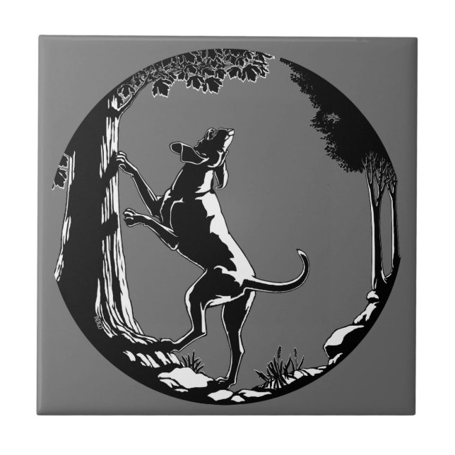 Hund Hunde Keramik Tile Jägerdekor Fliese (Vorderseite)