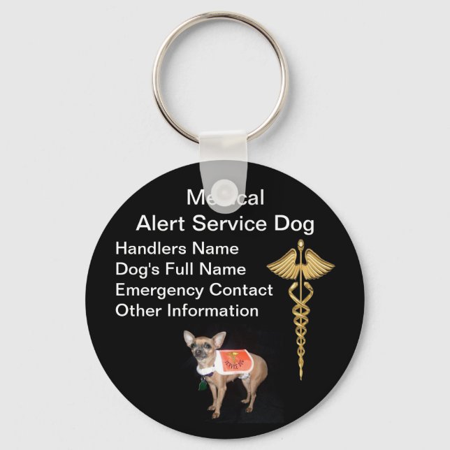 Hund-ID des medizinischen Warndienstes Schlüsselanhänger (Vorderseite)
