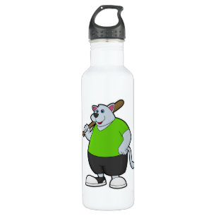 Hund im Baseball mit Baseballschläger Edelstahlflasche