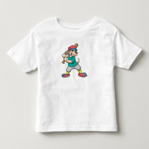 Hund im Baseball mit Baseballschläger Kleinkind T-shirt
