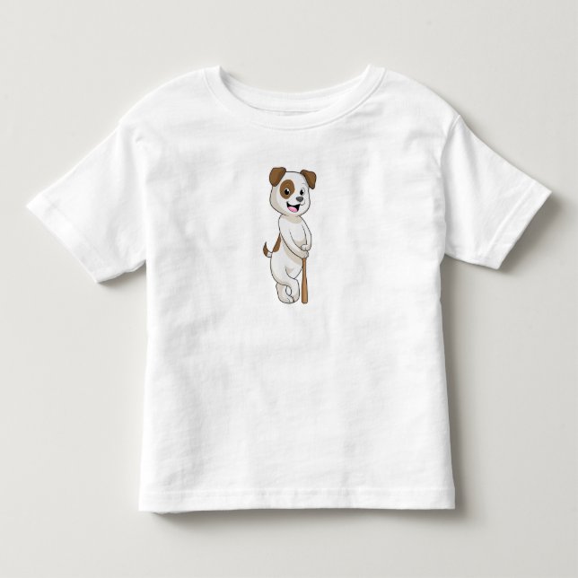 Hund im Baseball mit Baseballschläger Kleinkind T-shirt (Vorderseite)