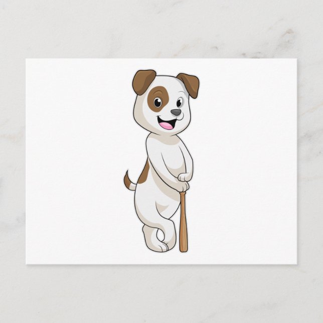 Hund im Baseball mit Baseballschläger Postkarte (Vorderseite)