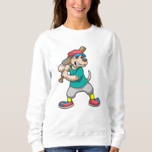 Hund im Baseball mit Baseballschläger Sweatshirt