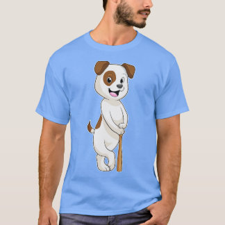 Hund im Baseball mit Baseballschläger T-Shirt