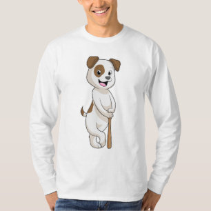 Hund im Baseball mit Baseballschläger T-Shirt