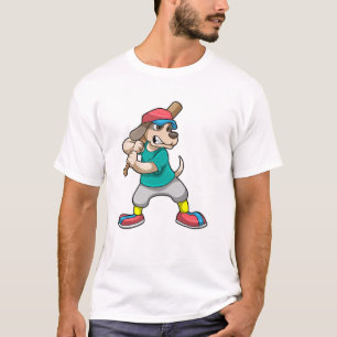 Hund im Baseball mit Baseballschläger T-Shirt