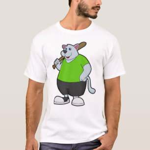 Hund im Baseball mit Baseballschläger T-Shirt