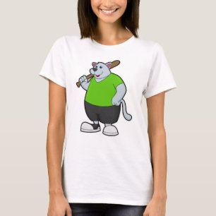 Hund im Baseball mit Baseballschläger T-Shirt