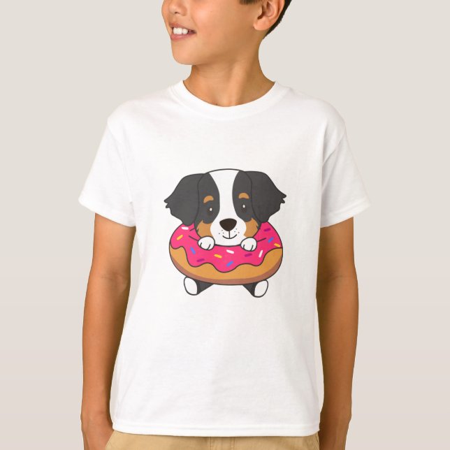 Hund im Donat Berner Berg Hund Rosa Donuts T-Shirt (Vorderseite)