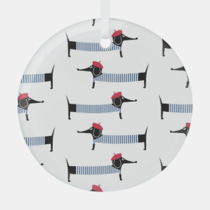 Hund im französischen Stil, Cartoon-Muster. Ornament Aus Glas