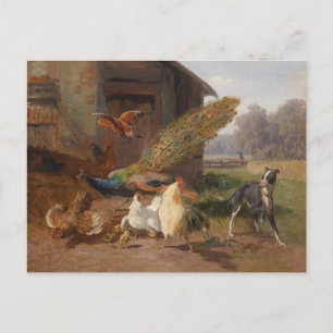 Hund im Geflügelhof von Carl Jutz Postkarte