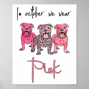 Hund im Oktober tragen wir rosa Ribbon Brustkrebs Poster