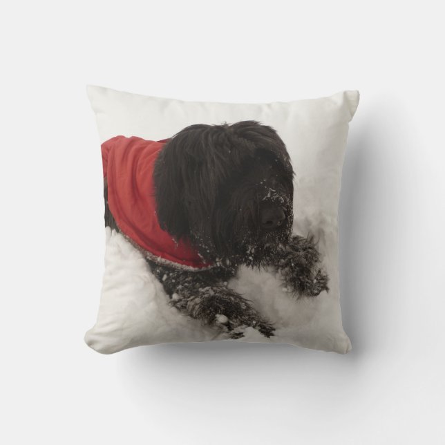 Hund im Schnee Kissen (Vorderseite)