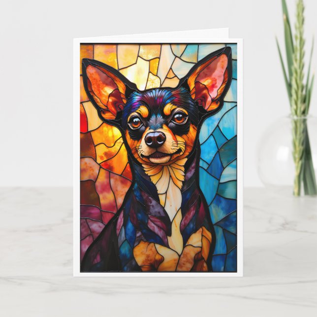 Hund im Stil von Buntglas Chihuahua Karte (Vorderseite)