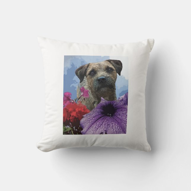 Hund in den Blume Throwkissen Kissen (Vorderseite)