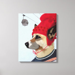 Hund in der Ski-Strickjacke Leinwanddruck