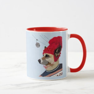 Hund in der Ski-Strickjacke Tasse