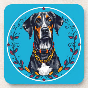 Hund in einem kreisförmigen floralen Design Getränkeuntersetzer