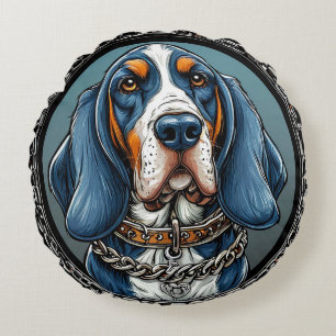 Hund in einem künstlerischen Design Rundes Kissen