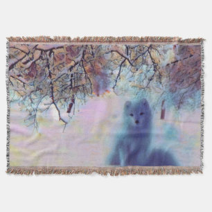 Hund in einer farbenfrohen Winterlandschaft Aquare Decke