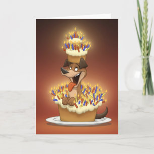 Hund in einer Kuchenkarte (Leere Innenseite) Karte