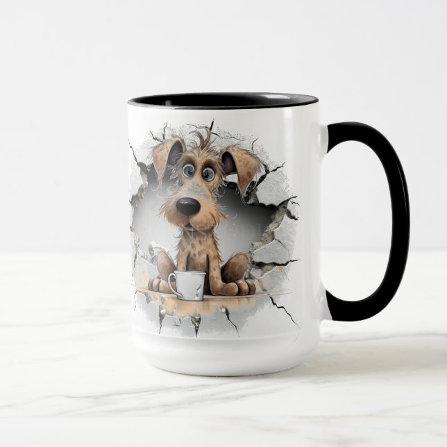 Hund in einer rissigen Wand Tasse (Rechts)