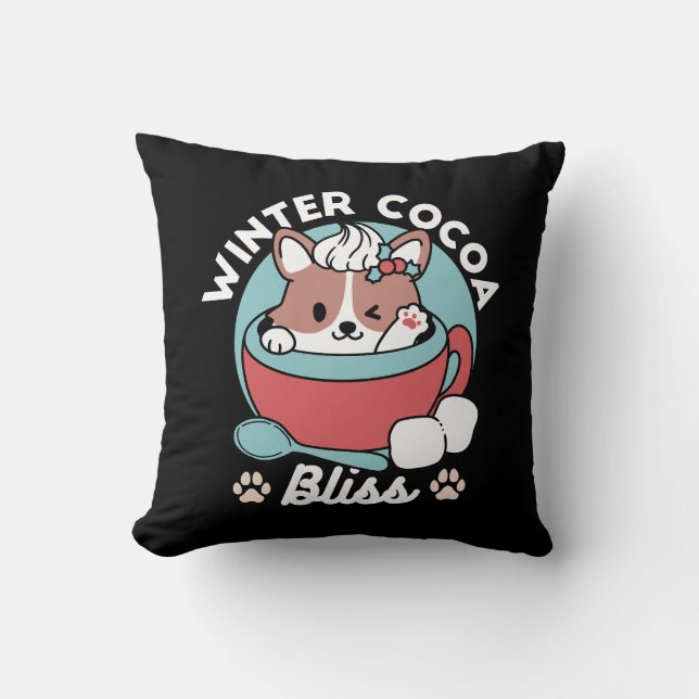 Hund in festlicher Tasse für die Ferien in den Ber Kissen (Vorderseite)