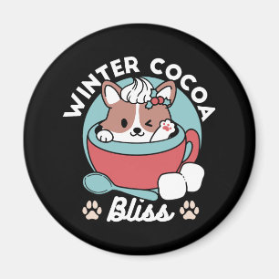 Hund in festlicher Tasse für die Ferien in den Ber Magnet