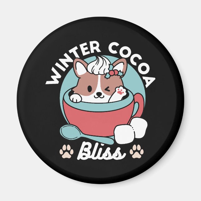 Hund in festlicher Tasse für die Ferien in den Ber Magnet (Vorne)