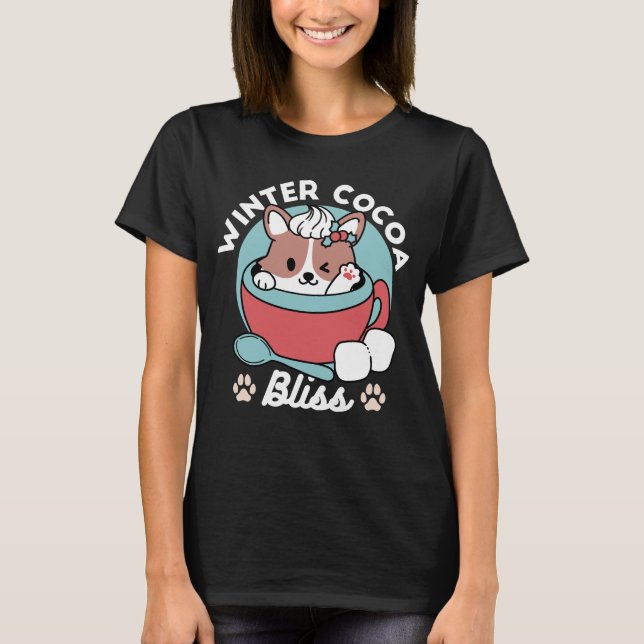 Hund in festlicher Tasse für die Ferien in den Ber T-Shirt (Vorderseite)