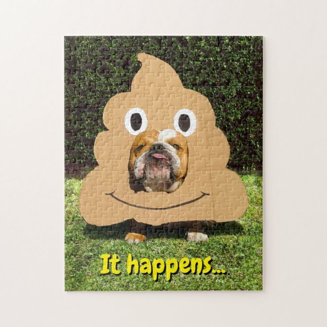 Hund in Gekackt Emoji-Kostüm (Vertikal)