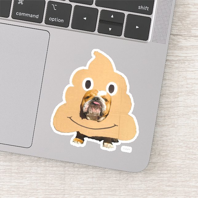 Hund in Gekackt Emoji-Kostüm Aufkleber (Detail)