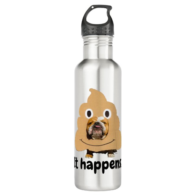 Hund in Gekackt Emoji-Kostüm Edelstahlflasche (Vorderseite)